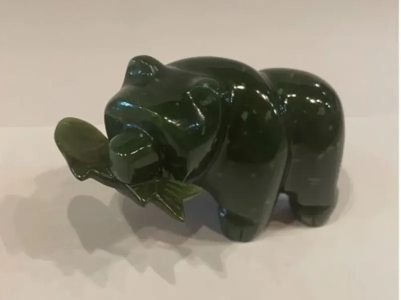 Jade Grizzly Bear With Fish