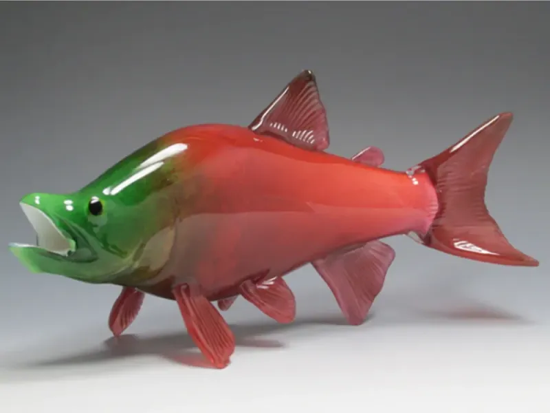 Hand Blown Glass Sockeye Salmon