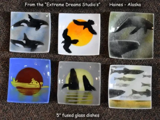 5" Handmade Fused Glass Sushi Dish