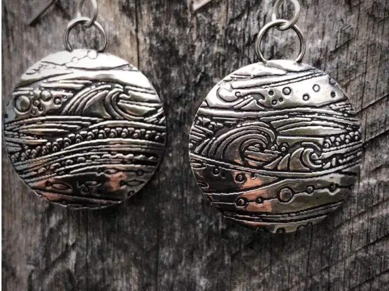 Stormy Seas Silver Disk Earrings