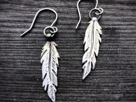 Hand Made Sterling Silver Feather Earrings