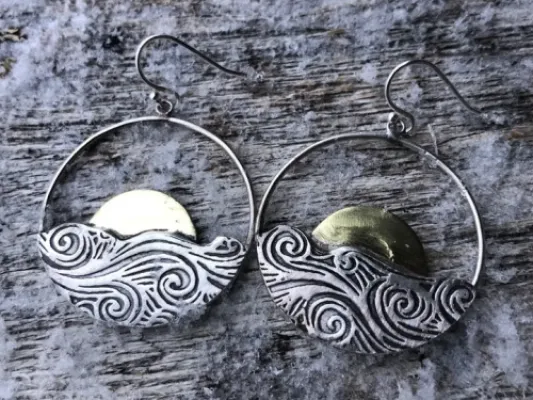 Rising Sun Artisan Copper Hoop Earrings