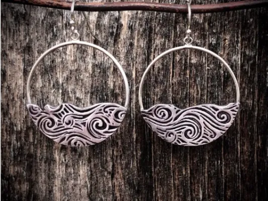 Handmade Textured Silver Wave Earrings