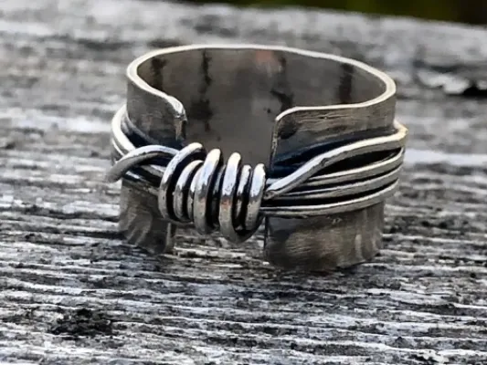 Sterling Silver Wide Band Knot Ring With Texture