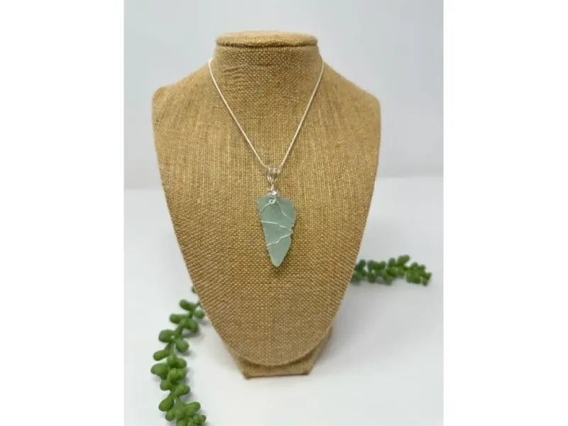 Beautiful Alaska Sea Glass Wire Wrapped Pendant