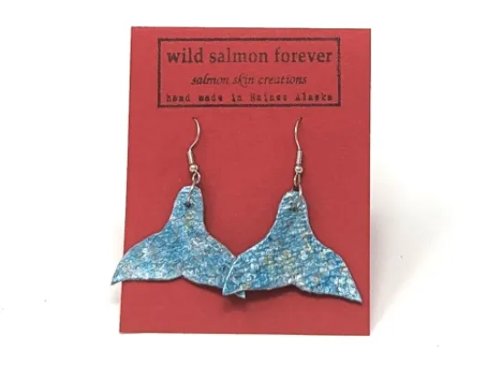 Whale Tail Salmon Leather Earrings