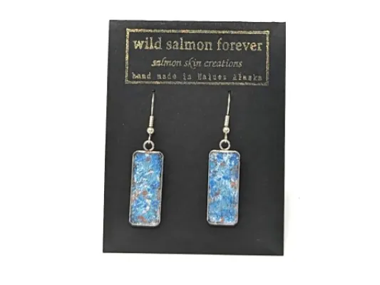 Rectangle Salmon Leather Earrings