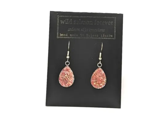 Teardrop Salmon Leather Earrings