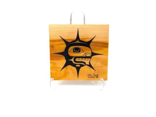 Tlingit Sun On Wood Block