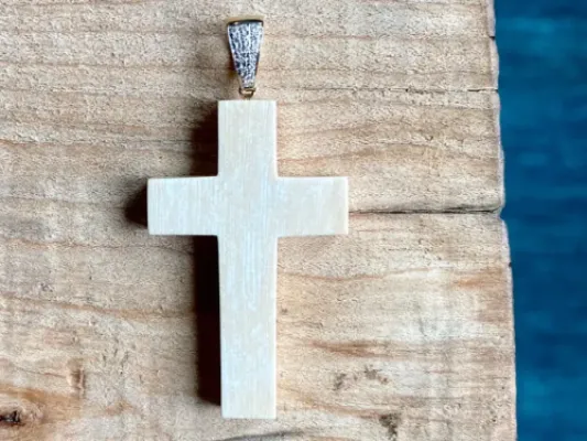 Woolly Mammoth Cross Pendant With Diamond Bail