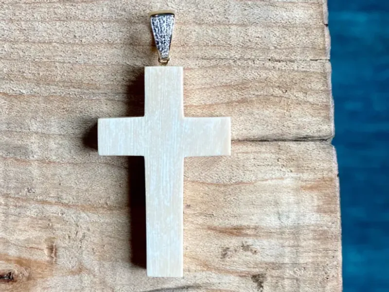 Woolly Mammoth Cross Pendant With Diamond Bail