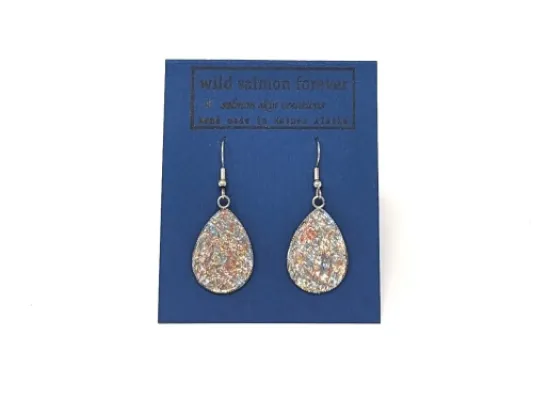 Large Teardrop Salmon Leather Earrings