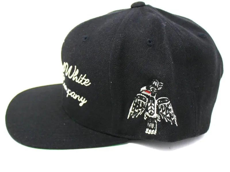 Black and White Raven Company Flat Brim Baseball Cap