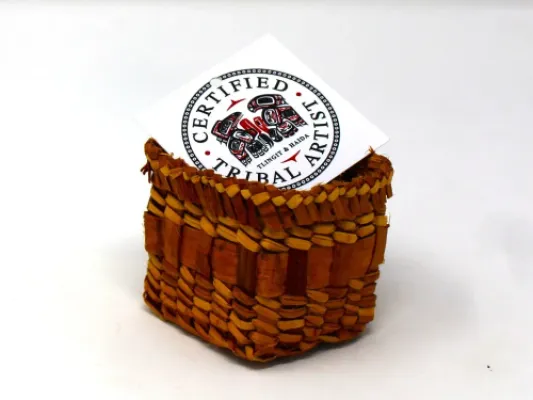 Woven Cedar Bark Rectangular Basket