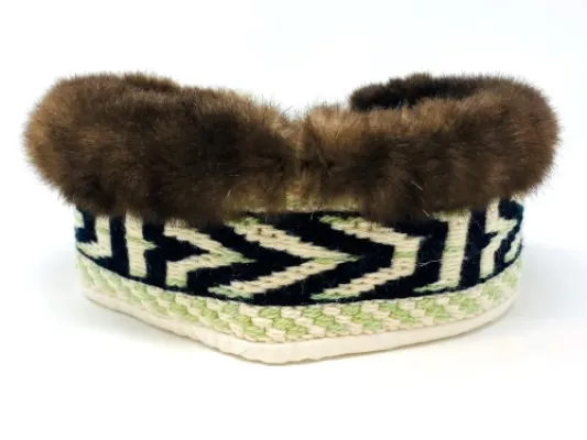 Woven Ceremonial Headdress With Sea Otter Trim