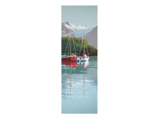 Sailboats in Paradise Cove  18"x6" original serigraph 