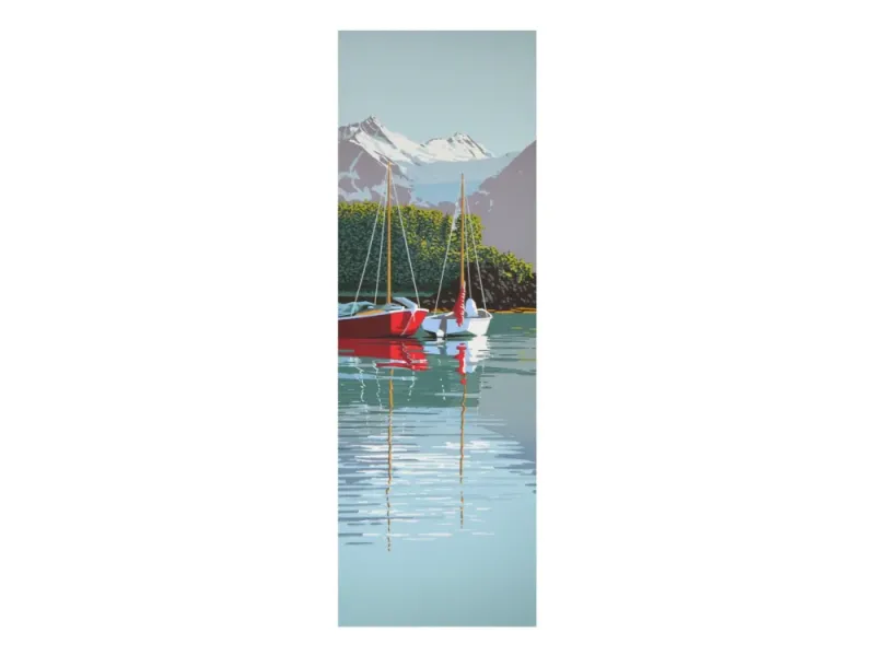 Sailboats in Paradise Cove  18"x6" original serigraph 
