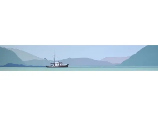 Salmon Fishing in Alaska   2"x12" original serigraph 