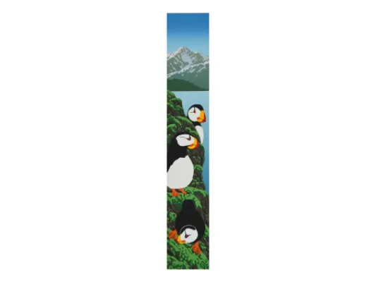 Puffins Three    18"x3" original serigraph