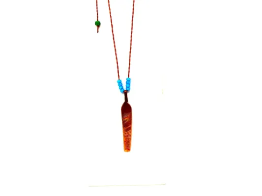 Copper Pendant With Turquoise Beads on Sinew Cord