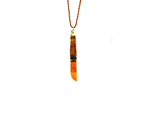 Copper Knife Pendant On Sinew Cord