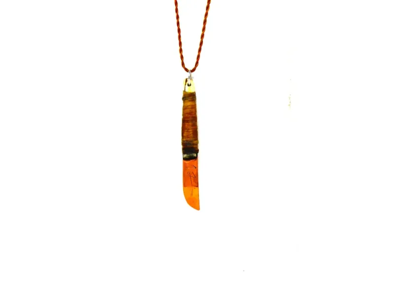 Copper Knife Pendant On Sinew Cord