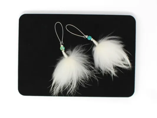 Arctic Fox Fur With Stone Earrings