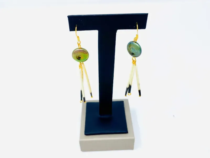 Porcupine Quills and Abalone Earrings