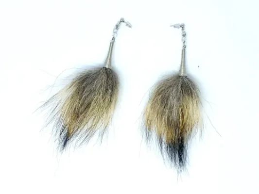 Howlett Wolf Fur Cracked Quartz Dangle Earrings