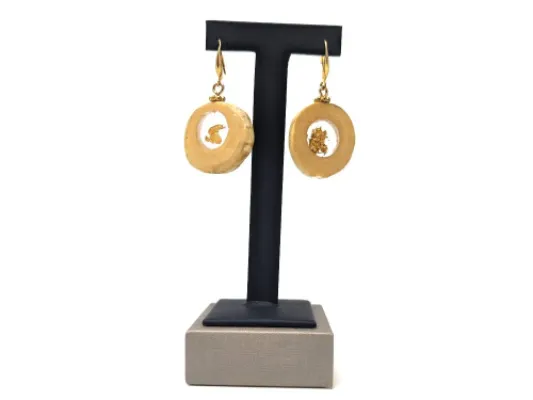 S'āxt' Gold Flake & Devil's Club Dangle Earrings