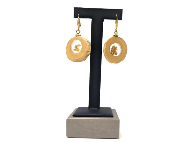 S'āxt' Gold Flake & Devil's Club Dangle Earrings