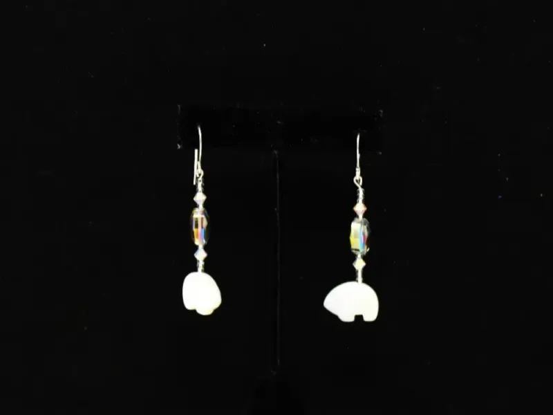 Polar Bear Mother of Pearl Sparkle Earrings