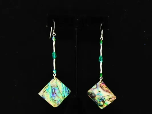 Diamond Shaped Abalone Dangle Earrings