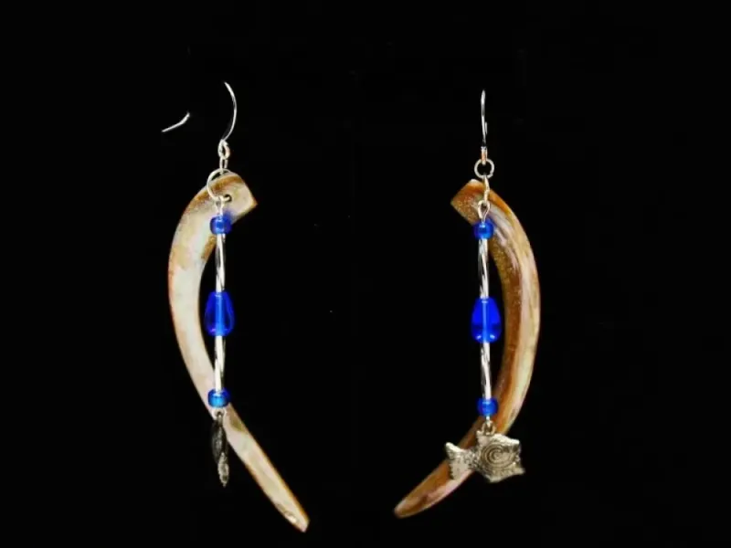 Tusk Shaped Fish Dangle Earrings