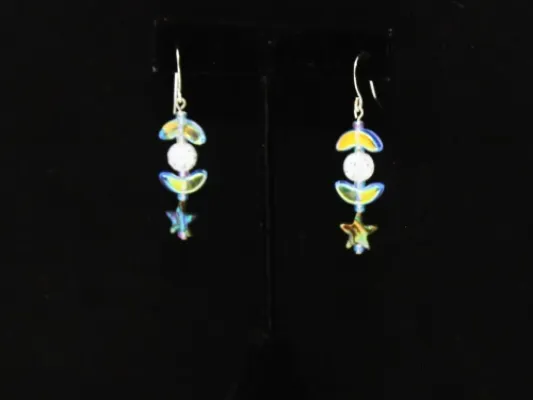 Star Flower Abalone Sparkle Earrings