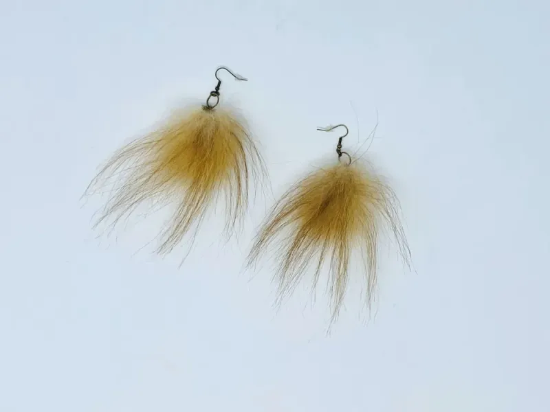 Blonde Wolverine Fur Earrings