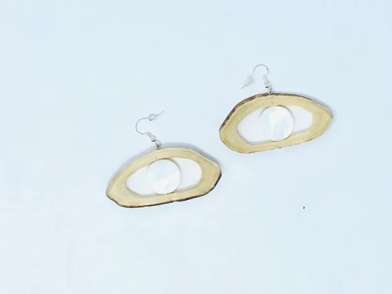 Caribou Ovoid With Mother of Pearl Earrings