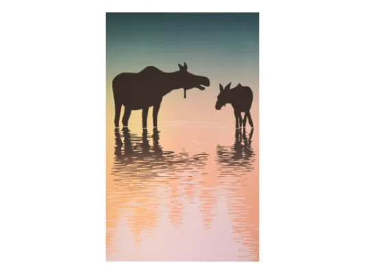 Moose In Morning Mist  8"x5" original serigraph 