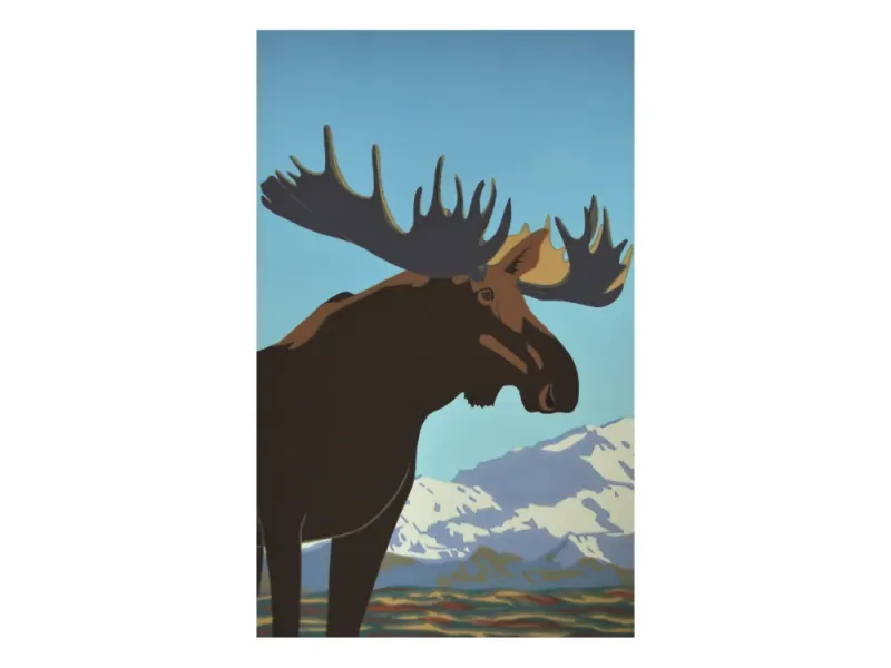 Bull Moose  8"x5" original serigraph