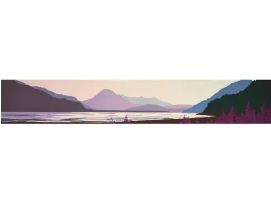Chilkat River Sunset  2"x12" original serigraph