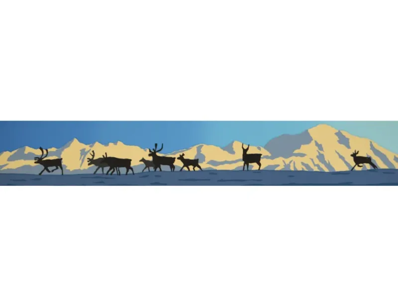 Denali Caribou 2"x12" original serigraph