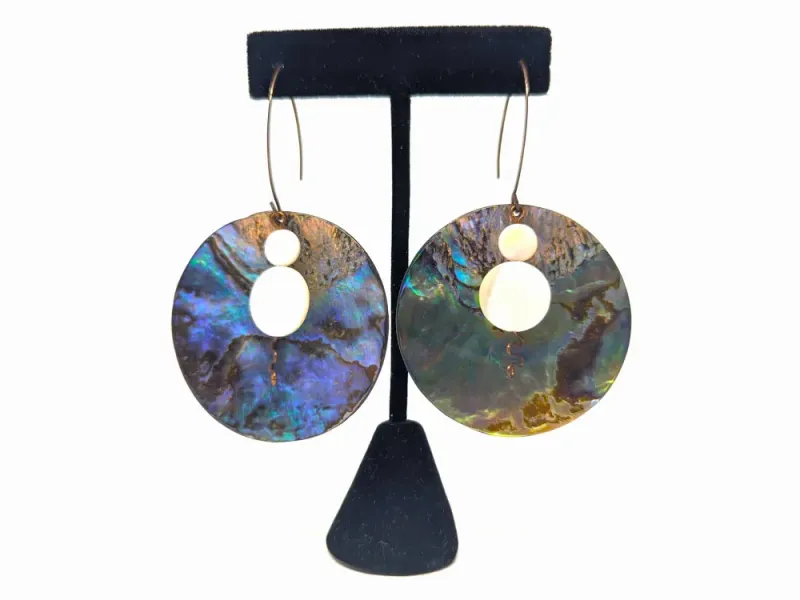 Abalone With Mother of Pearl Disk Earrings