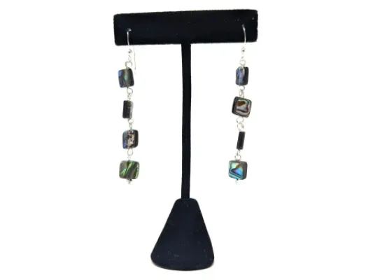 Abalone Square Link Dangle Earrings