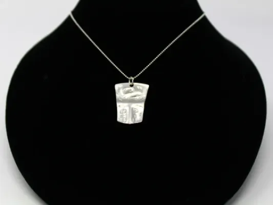 Raven Totemic Copper Tin'aa Pendant in Sterling Silver