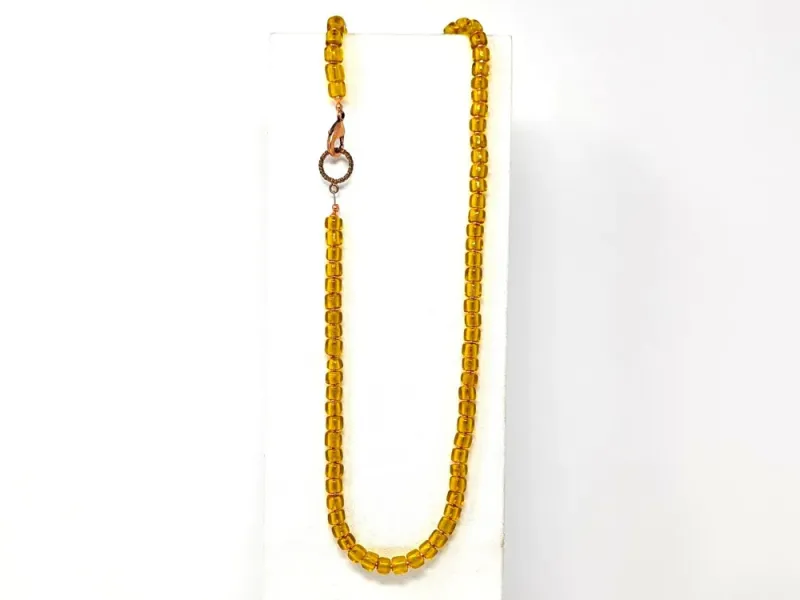 Yellow Trade Bead Necklace With Large Clasp