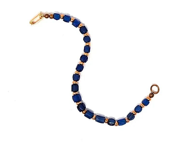 Blue Trade Bead Bracelet With Rectangular Clasp