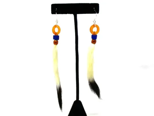 Orange Beaded Ermine Tail Earrings