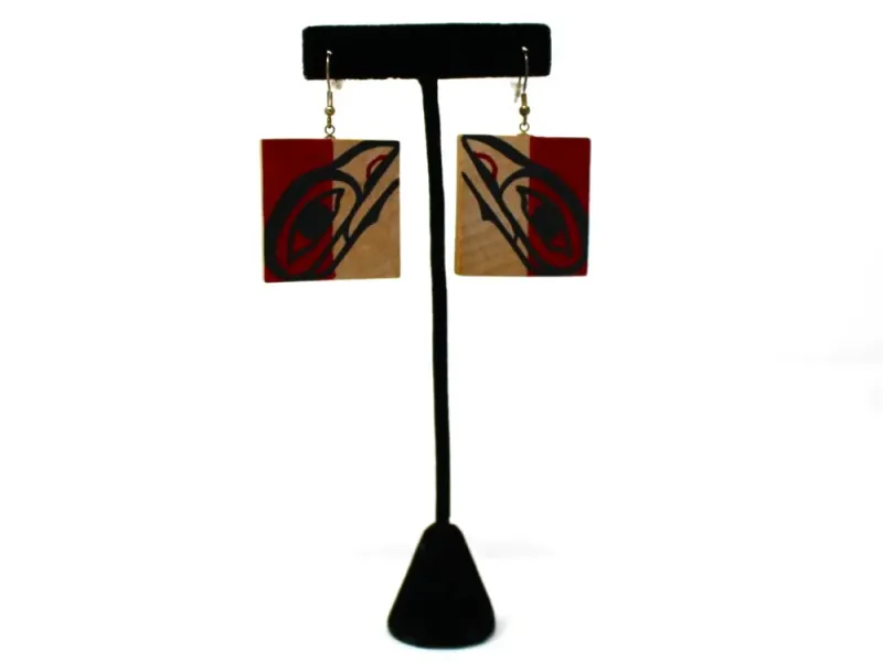 Raven Wood Block Earrings