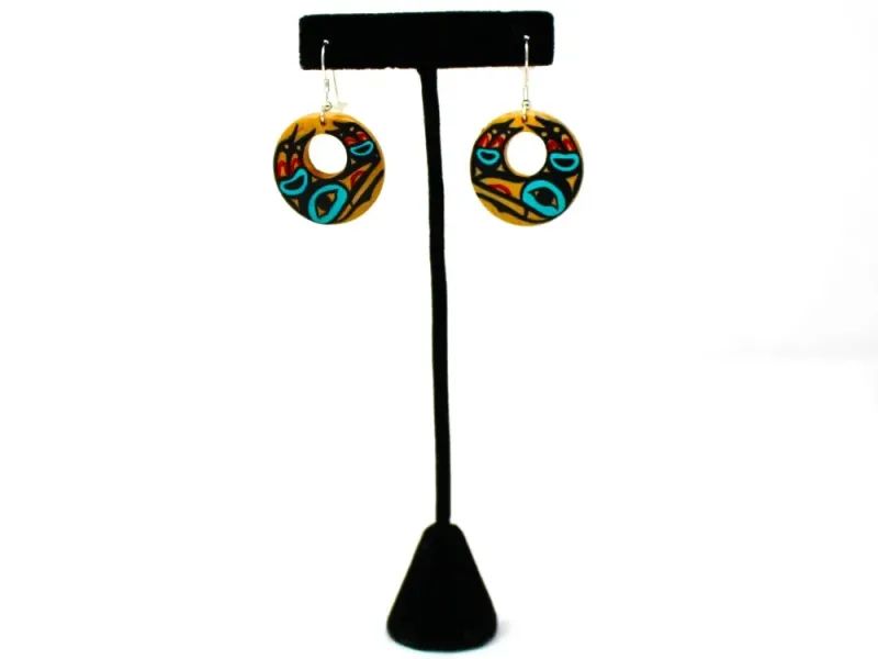 Painted Raven Hoop Earrings