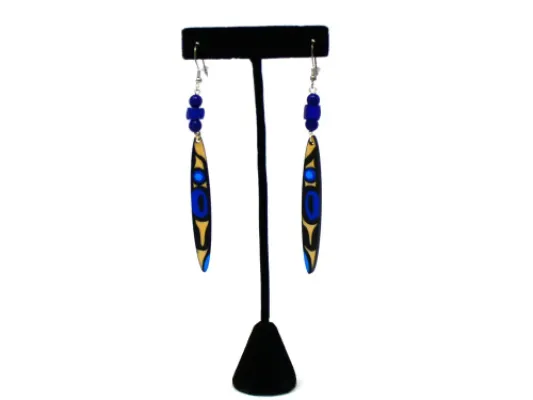 Painted Totemic Earrings On Wood
